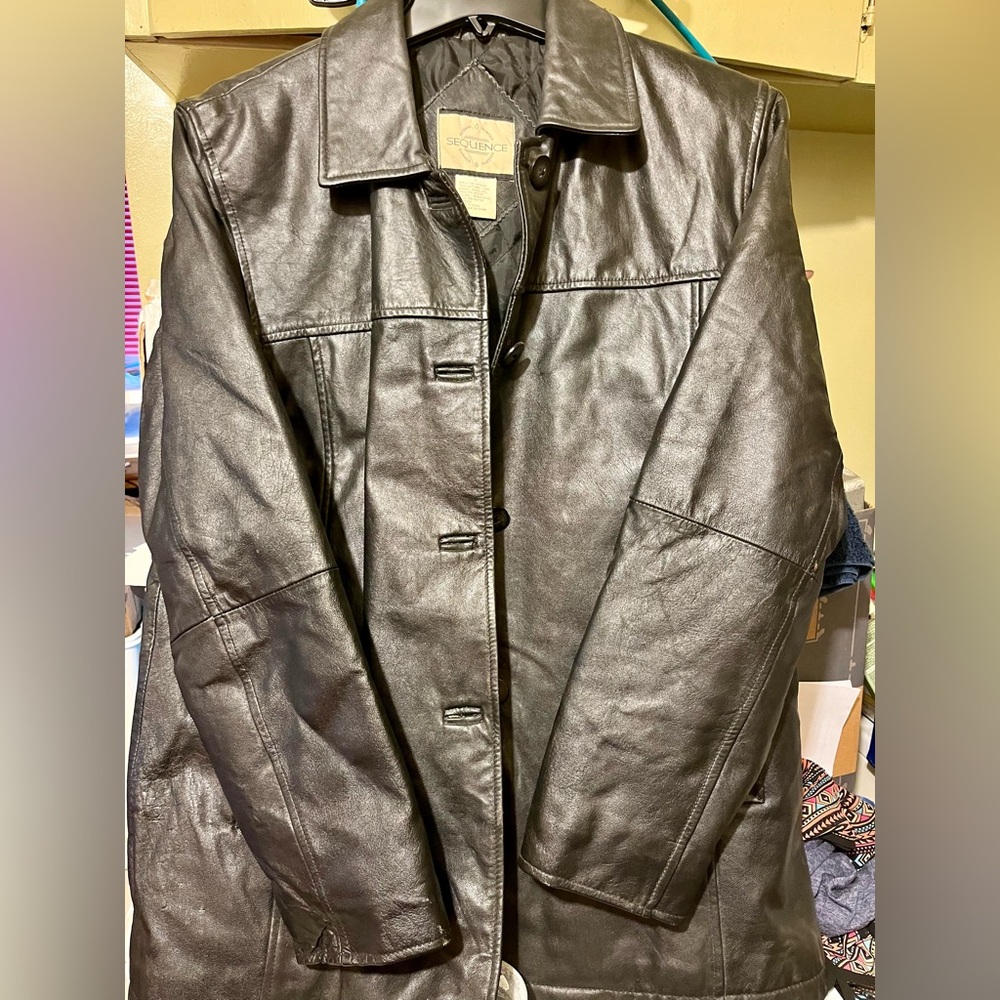 Ladies Black Leather Jacket Size 12